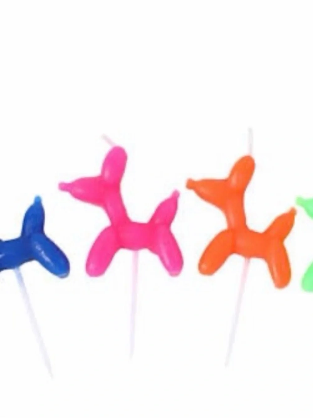 Birthday Pick Candles Balloon Dogs - Neon Blue, Green, Pink, Orange